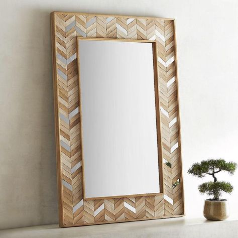 Metro Rectangular Chevron Wood Mirror Bookmarks Design, California Bedroom, Mirror Decor Living Room, Herringbone Wall, Chevron Mirror, Wooden Mirror Frame, Wood Wall Art Diy, Reclaimed Wood Wall Art, Mirror Ideas