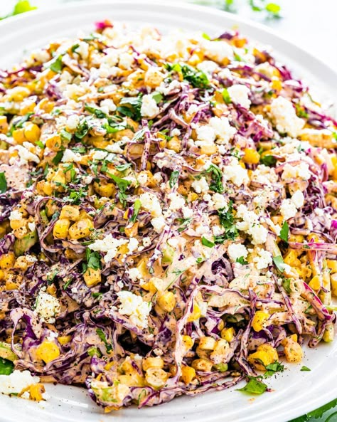 Corn Slaw, Corn Mexican, Creamy Slaw, Mexican Slaw, Street Corn Recipe, Charred Corn, Mexican Street Corn Salad, Slaw Recipe, Corn Salad Recipes