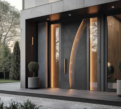 Elegant Front Doors, Luxury Home Entrance, Plastic Architecture, Modern Door Designs, Entrance Makeover, Modern Mountain House, Inspiring Lifestyle, Flush Door Design, House Front Door Design