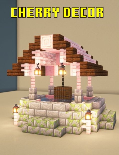 Cherry Blossom Buildings Minecraft, Cheryl Blossom Minecraft House, Cherry Blossom Interior, Minecraft Backyard, Minecraft House Ideas Blueprints, Enchanting Room Minecraft, Cherry Blossom Village, Minecraft Reference, Village In Minecraft