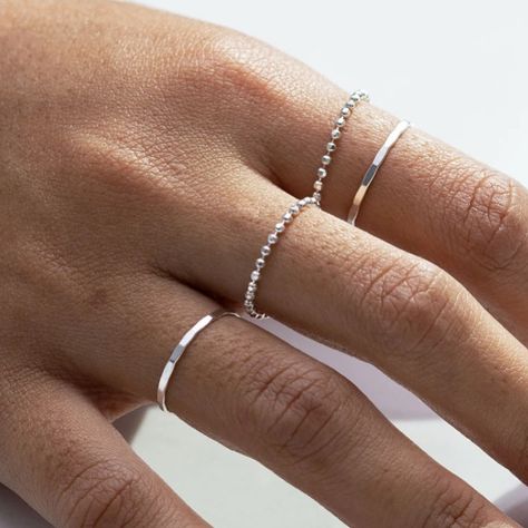 Simple never goes wrong SHOP: www.jcojewellery.com . . . #jcolook #jewelry #jewellery #ring #rings #sterlingsilver #sterlingsilverjewelry #sterlingsilverjewellery #sterlingsilverring #stackingring #ringstack #daintyjewelry #dainty #silver #layeringrings #layeringjewelry #wholesale #wholesalerings #wholesalejewelry #wholesalering #gift #giftideas #giftforher #minimal #minimaljewelry Minimal Rings Minimalist Jewelry, Minimalist Jewelry Silver, Bead Rings, Eternity Ring Gold, Baby Ball, Jewellery Ring, Layered Rings, Hammered Band, Jewelry Post