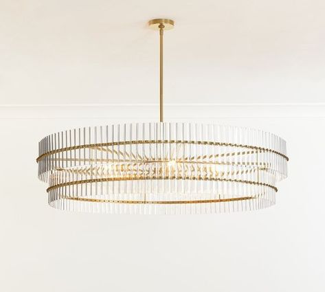 Ceiling Lights & Light Fixtures | Pottery Barn Round Crystal Chandelier, Slanted Ceiling, Construction Crafts, Round Chandelier, Light Bright, Household Cleaners, Mirror Art, Chandeliers And Pendants, Dimmer Switch