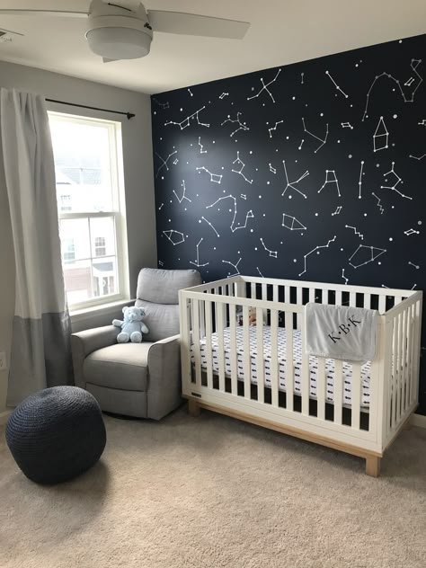 Constellation Nursery, Galaxy Nursery, Night Nursery, Outer Space Nursery, Boho Baby Room, Ideas Habitaciones, Baby Nursery Inspiration, Baby Boy Bedroom, Baby Room Themes