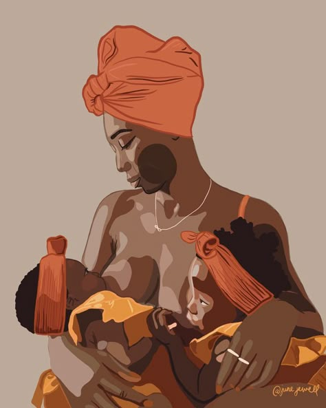 Midwife Tattoo Ideas, Mother And Child Drawing, Podcast Content, Mom Drawing, Breastfeeding Art, Mother Painting, Black Motherhood, Black Heritage, Birth Affirmations