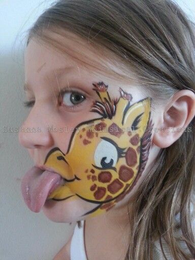 Giraffe face paint- Susanna Mosley Face Painting Ideas For Kids, Animal Face Paintings, Bodysuit Tattoos, Painting Ideas For Kids, Face Painting Ideas, Face Painting Easy, Kids Face Paint, Face Paintings, A Giraffe