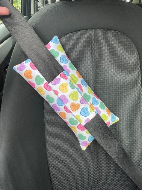 Large Seatbelt Pillow Love Hearts Sweets Design Travel Pillow Car Pillow Chemo Port Pillow Seatbelt Cushion Travel Gift Pastel Soft fun - Etsy Love Hearts Sweets, Chemo Port Pillow, Port Pillow, Seatbelt Pillow, Sweets Design, Chemo Port, Seat Belt Pillow, Love Heart Sweets, Interfacing Sewing