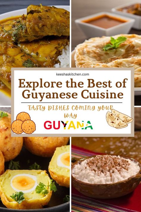 Embark on a tantalizing journey through Guyana's culinary landscape with our top 20 must-try dishes! From the rich flavors of Pepperpot to the unique textures of Cassava Egg Ball, this collection showcases the best of Guyanese cuisine. Whether you're a foodie exploring global tastes or a home chef eager to experiment with new recipes, these traditional dishes promise a delightful exploration of Guyana's diverse cultural heritage. Dive into the heart of South America with every bite! Guyanese Dinner Ideas, Pepperpot Guyanese, Guyanese Recipes Guyana Food, Guyana Recipes, Healthy Latin Recipes, Guyana Food, Guyanese Flag, Guyanese Food, Guyanese Recipes