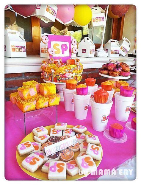 Dunkin Donuts Party, Donuts Party Birthday, Donut Themed Party, Donuts Birthday, Dunkin Donut, 51 Birthday, Donut Themed Birthday Party, Donut Bar, Donut Birthday Parties