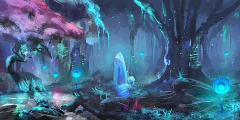 ArtStation - Magical Forest, Nino Zorc Fantasy Crystal Cave, Cave Digital Art, Fantasy Cave, Cave Wallpaper, Fantasy Crystal, Wallpaper Fantasy, Forest Scenery, Fantasy Background, Crystal Cave