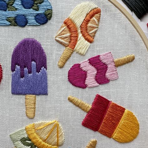 It’s popsicle season! 🍊 What’s your favorite flavor? 😋 My Summer Popsicles pattern is great for beginners and/or anyone who wants to master the satin stitch. 🧵 PDF download comes with a complete stitch and DMC color guide. 🎨 Link in bio! ⬆️ Popsicle Embroidery, Summer Popsicles, Color Guide, My Summer, Satin Stitch, Embroidery Projects, Popsicles, Easy Crochet, Pdf Download