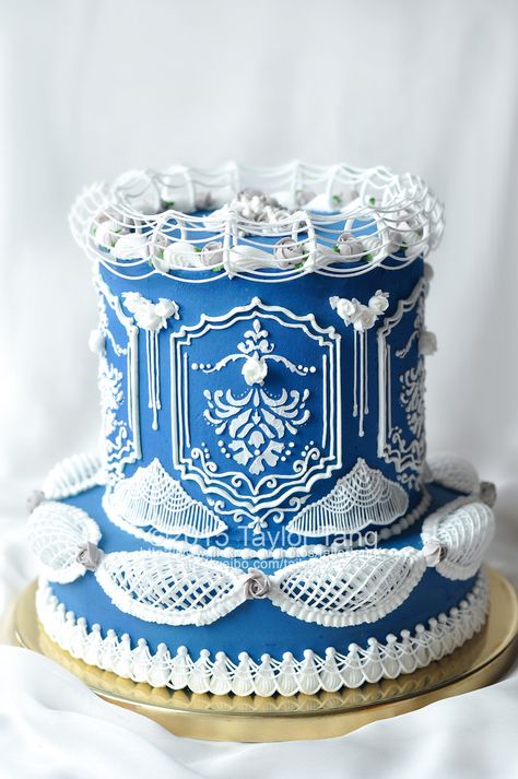 Royal Icing Cakes, Royal Cakes, Blue And White Wedding, Cupcakes Decorados, Sugar Cake, Pretty Birthday Cakes, Cake Icing, Just Cakes, Gorgeous Cakes