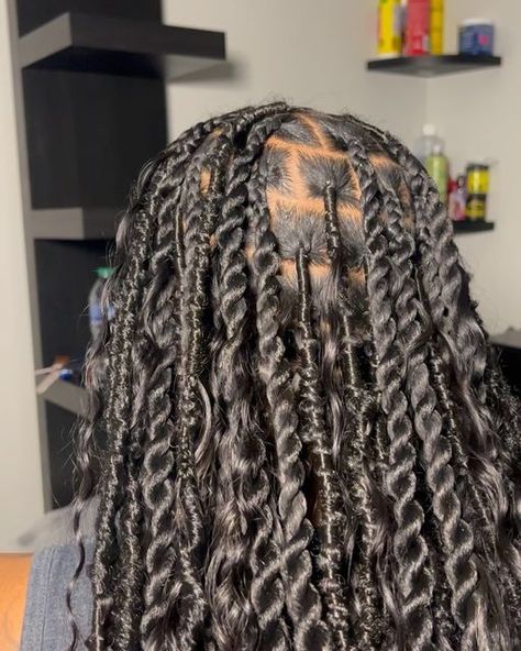 @braidedbyleah_ on Instagram: "Mix n Match🙈 What should I call this? 

Style: Soft locs and Island twist 

#softlocs #softlocsdetroit #islandtwistdetroit #michiganbraider #detroitbraider" Twists And Braids Mixed, Two Strand Soft Locs, Soft Locs Rope Twist, Two Tone Soft Locs, Style Soft Locs, Soft Locs 28 Inches, Knowles’s Soft Locs, Island Twist, Soft Locs