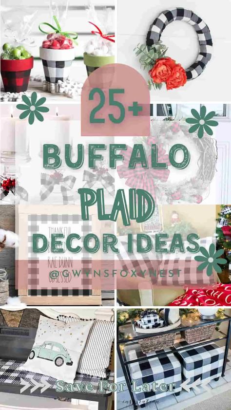 Click now for 25+ Buffalo Plaid Decor Ideas to inspire you for the perfect buffalo check home decor project. Buffalo Plaid Bedroom, Plaid Bedroom, Buffalo Plaid Decor, Plaid Decor, Buffalo Check Plaid, Decorating Shelves, Farmhouse Style Decorating, Buffalo Check, Handmade Home Decor