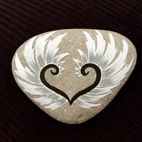 angel wings | painted rock | stone art | infant loss | rock painting Rock Painting Ideas Angels, Angel Wings Painted Rocks, Painted Rock Angel, Painted Rock Memorial, Angel Painted Rocks Ideas, Angel Rock Painting Ideas, Angels Painted On Rocks, Angel Painted Rocks, Memorial Rock Painting Ideas