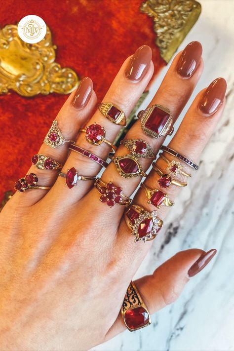 Vintage Ruby Rings, Amanda Jean, Jewelery Organizer, Ruby Ring Vintage, Glamour Jewelry, Jewerly Set, Ruby Rings, Edwardian Art, Gold Rings Stackable