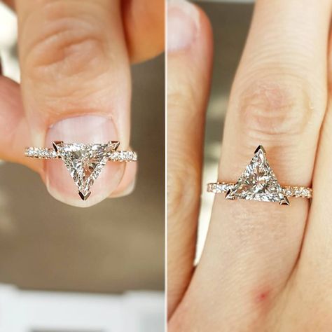 Double Trillion Ring, Triangle Diamond Engagement Ring, Triangle Wedding Rings, Triangle Ring Engagement, Triangle Engagement Ring Unique, Triangle Cut Engagement Ring, Triangle Wedding Ring, Triangle Engagement Ring, Trillion Cut Engagement Ring