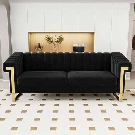 Long Couch, Black Velvet Sofa, Transitional Sofa, Modern Velvet Sofa, Velvet Chesterfield Sofa, Velvet Tufted Sofa, Upholstered Couch, Tufted Sofa, Black Sofa