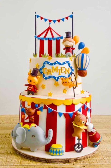 Carnival Themed Cakes, Carnival Birthday Cakes, Circus Birthday Party Decorations, Carnival Birthday Theme, Circus Birthday Cake, Circus First Birthday, Circus Theme Cakes, Carnival Cake, Circus Cakes