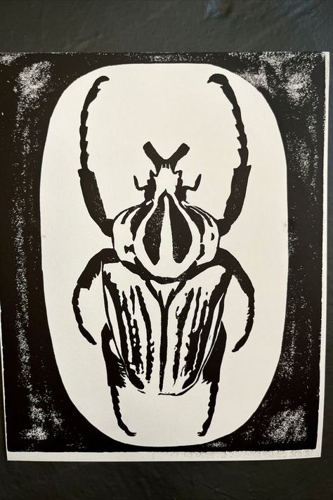 Goliath Beetle Drawing, Beetle Lino Print, Beetle Linocut, Beetle Stencil, Block Print Art, Beetle Drawing, Beetle Design, Goliath Beetle, Prints Ideas