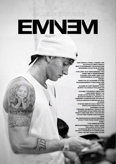 Eminem Poster, Eminem, Slim Shady, y2k, vintage, Poster Ideas, Wallpapers, Poster Designs, Music Posters, Music, Rap, Rapper poster, Space Bound, Black and White, Black Poster, White Poster Black And White Rapper Posters, Vintage Eminem Poster, Eminem Black And White, Poster Eminem, Eminem Merch, 50 Cent And Eminem, 2000s Stuff, Eminem Albums, Eminem Poster