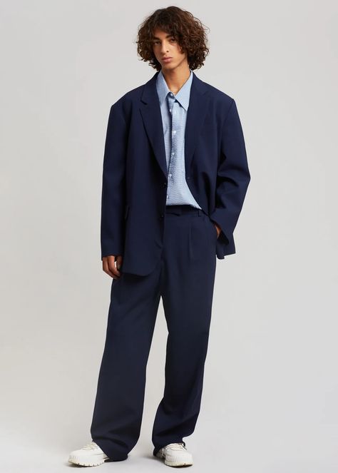 Clothing – The Frankie Shop Mens Modern Outfits, Gen Z Suit Men, Antwerp Six 90s, Oversized Suit Outfit Men, Spanish Wedding Guest Outfit Men, Men’s Blue Suit, Modern Suit Men, Suit Inspo Mens, Men’s Blazer