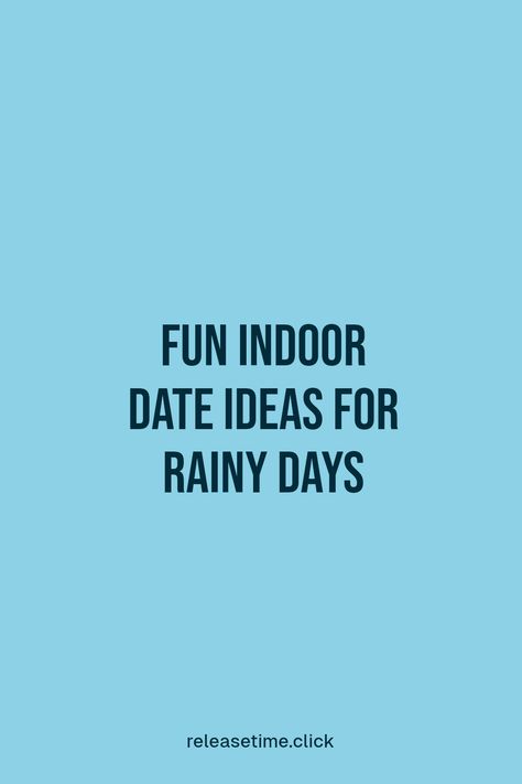 When rainy days roll in, it’s the perfect time for couples to cozy up and enjoy some unique indoor experiences. Forget about boring routines! Try out activities like home movie marathons, baking a delicious dessert together, or playing board games that spark laughter and competition. Whether you're exploring new recipes or enjoying fun crafts, these engaging date ideas will help you make the most of your time indoors, deepening your connection in simple yet delightful ways. Indoor Activities For Couples, Couple Indoor Activities, Rainy Day Activities For Adults, Rainy Day Activities For Couples, Rainy Day Dates Couple, Rainy Day Dates, Indoor Date Ideas, Diy Spa Day, Indoor Picnic