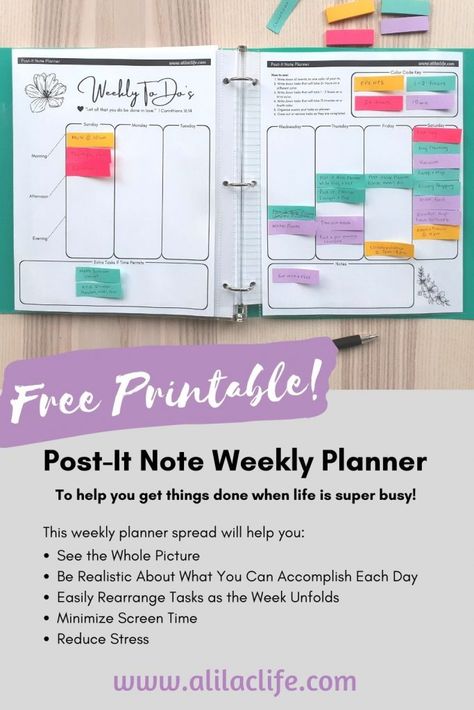 Post It Note Planner, Post It Planner, To Do List Post It, Daily Planner Covers, Blog Planner Printable, Homemaking Binder, Note Planner, Post It Note, Planner Sheets