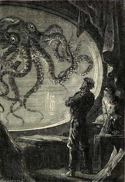 Science Fiction Books, Sea Illustration, Leagues Under The Sea, Shandy, Jules Verne, Sci Fi Books, Sea Monsters, Cthulhu, Kraken