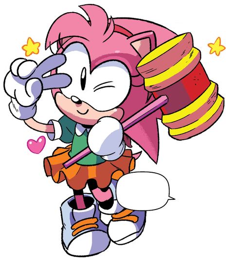 Classic Amy Rose holding her Piko Piko Hammer (from a comic) Classic Amy Rose, Classic Amy, Rosy The Rascal, Sonic Mania, Sonic Sonic, Classic Sonic, Rouge The Bat, Sonic 3, Sonic And Friends