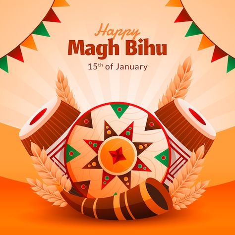 Free vector flat illustration for magh b... | Free Vector #Freepik #freevector #bihu #assam #indian-illustration #india-festival Bihu Assam, Bohag Bihu, Bihu Festival, Magh Bihu, India Festival, Indian Illustration, Flat Illustration, Graphic Resources, Art Ideas