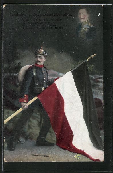 German Flag Ww2, Ww1 German Soldier, German Empire Flag, Soldier With Flag, History Of Germany, Ww2 Propaganda Posters, Ww1 Art, Ww1 History, Kaiser Wilhelm Ii