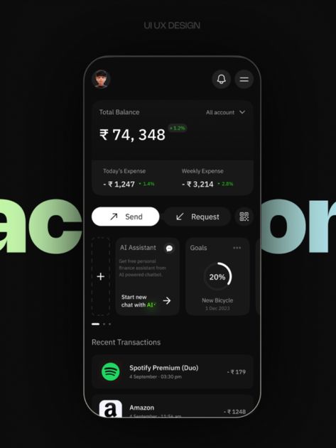 UI UX design of an expense tracking app Investment App Ui Design, Financial App Design, Financial App Ui Design, Finance App Ui Design, Profile Ui Design, Expense Tracker App, Cash Tracker, Ui Ux Case Study, Financial Apps