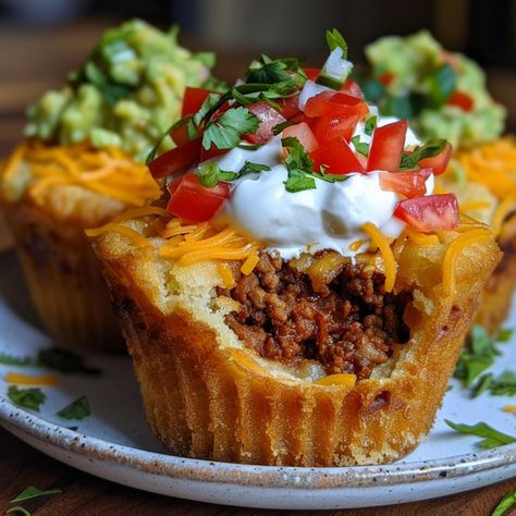 Taco Cupcakes: The Ultimate Guide to Savory Bites - Essen, Taco Cupcakes, Delight Recipes, Savory Cupcakes, Taco Cups, Kids Dinner, Savory Bites, Veggie Delight, Perfect Appetizers