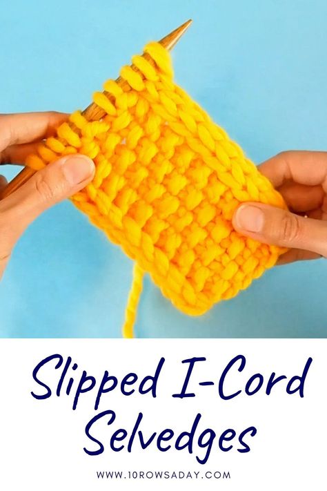 Knitting tutorial for beginners about the easiest way to add an i-cord edging to sides of scarves, blankets, shawls and cardigans. Knitting Tutorial For Beginners, Aesthetic Crochet Patterns, Crocheting For Beginners, Slip Stitch Knitting, Crochet Patterns Ideas, Knitting Patterns Free Sweater, Knit Edge, Aesthetic Crochet, Knitting Instructions