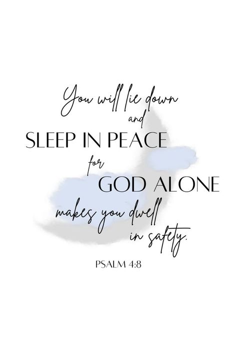 Free Sleep Nursery Printable Sleep // Encouragement #sleep #encouragement Christian Sleep Quotes, Bible Verses For Sleep, Sleep Prayer, Iphone Wallpaper Bible, Psalm 4 8, Cute Bible Verses, Faith Quotes Christian, Sleeping Better, Sleep Quotes