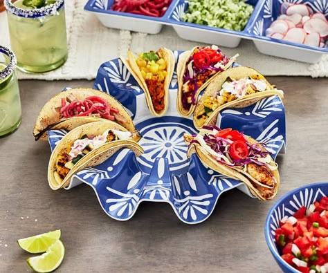 Plate With Food, Taco Platter, Home Dishes, Taco Holder, Taco Holders, Taco Bowl, Mexican Table, Baby Backdrop, Taco Stand