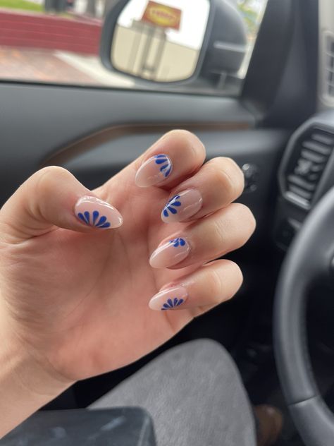 Spanish Holiday Nails, Europe Nails Travel Summer, Teal Design Nails, French Tip Nails With Blue Design, Santorini Inspired Nails, New Zealand Nails, Greek Manicure, Nails For Thailand, Mama Mia Nails Design