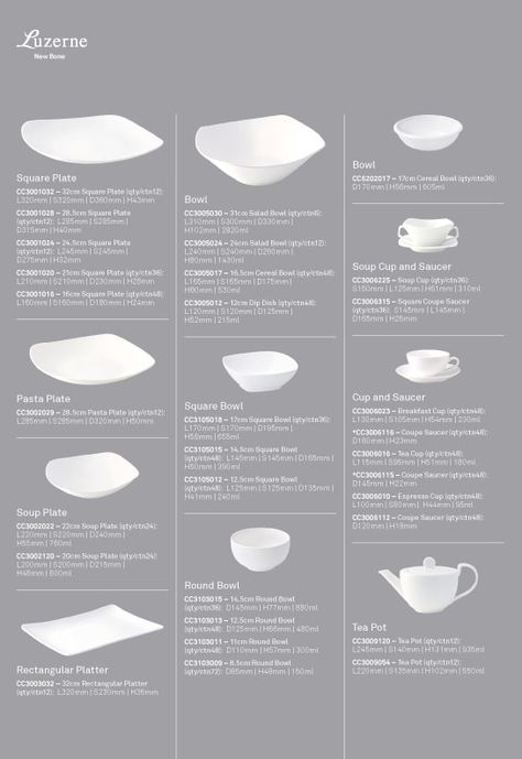 Concord - Catalogue #Luzerne #Tableware #Ceramic #Plates Tableware Packaging, Victorian Food, Kitchen Hacks Cooking, Kitchen Hacks Food, Restaurant Plates, Tableware Ceramic, Diner Table, Outdoor Dinner Parties, Dining Etiquette