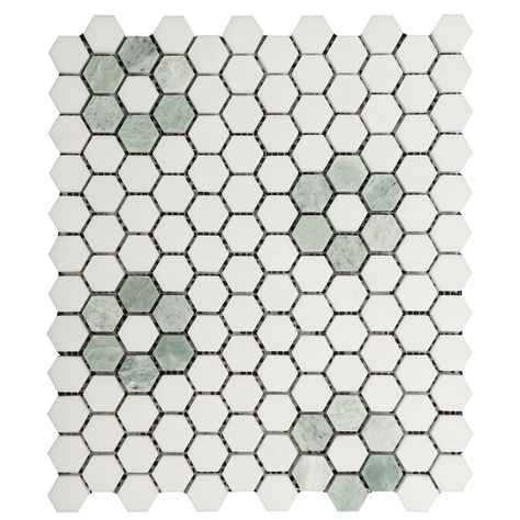 Ming Green Marble, Mosaic Studio, Fireplace Fronts, White Marble Bathrooms, Penny Tile, Bathroom Floor Tiles, Marble Bathroom, Green Marble, Mosaic Wall