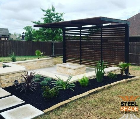 Straight Cantilever Pergolas — Steel Shade Pergolas Landscape Pergola, Shade Landscape, Pergolas Ideas, Black Pergola, Privacy Wall, Steel Pergola, Wood Pergola, Metal Pergola, Covered Deck