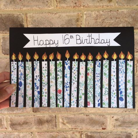 Sweet 16 Birthday Cards Handmade, 16th Birthday Card, Creative Birthday Cards, Sixteenth Birthday, Creative Birthday, Card Layouts, Sweet Sixteen Birthday, Sweet 16 Birthday, Birthday Diy