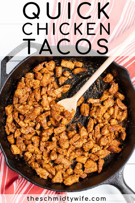 Family Taco Night, Chicken Breast Tacos, Easy Chicken Tacos, Mexican Chicken Tacos, Easy Chicken Taco, Chicken Tacos Recipe Easy, Quick Easy Chicken, Taco Filling, Taco Toppings