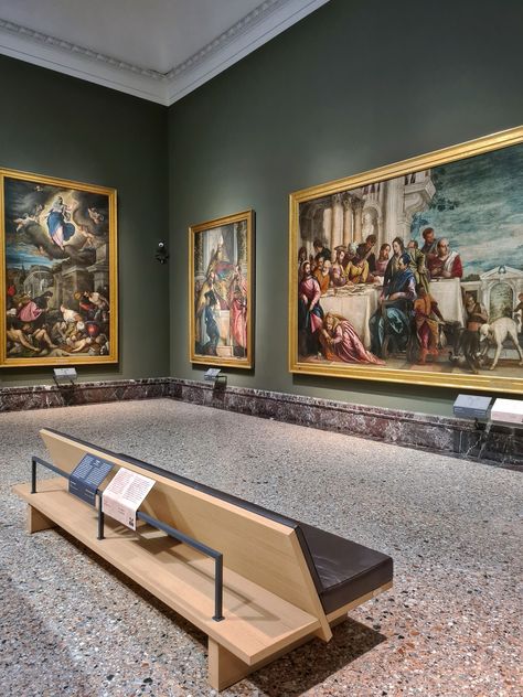 art gallery with three paintings hung in gold frames on the wall Milan Art Gallery, Life In Milan, Italy Locations, Milan Museum, Living In Milan, Pinacoteca Di Brera, Italian Glam, Milan Art, Milan Travel