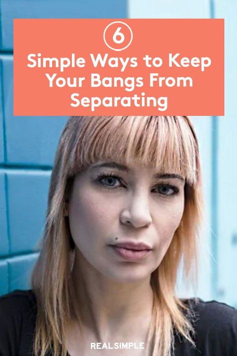 How To Make Bangs Look Thicker, How To Tame Bangs, How To Get Bangs To Lay Flat, How To Straight Bangs, How To Keep Bangs From Separating, Training Bangs Hair, How To Get Bangs To Stay In Place, How To Clip Bangs Back, Workout Hair With Bangs