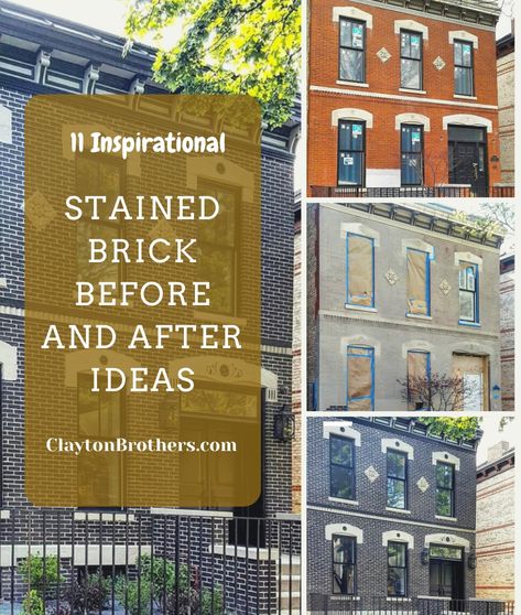 11 Most Inspirational Stained Brick Before and After Ideas Just for You – JimenezPhoto Stained Brick Exterior, Brick Fireplace Remodel, Brick House Exterior Makeover, Stained Brick, Red Brick Exteriors, Painted Brick Exteriors, Red Brick Fireplaces, Painted Brick House, Brick Interior