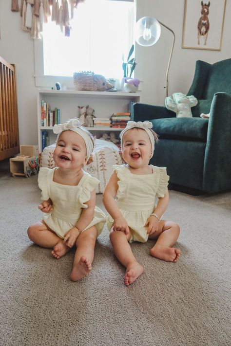 Twins 10 Month Old Update | Kelsey Bang Twins Baby Girl, Bestie Photoshoot, Twin Baby Photos, Twin Girl, Twin Baby Girls, Binky Clips, Baby Twins, Baby Talk, Cute Twins