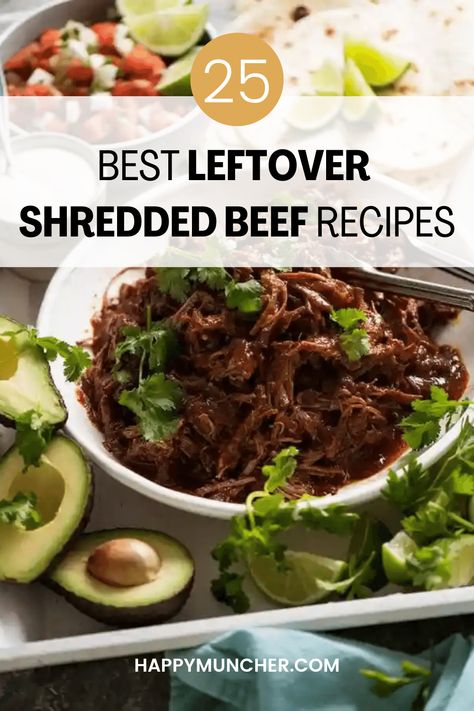 25 Leftover Shredded Beef Recipes – Happy Muncher Low Carb Shredded Beef Recipes, Shredded Beef Leftover Ideas, Recipes With Leftover Shredded Beef, Meals With Shredded Beef, Leftover Braised Beef Recipes, Leftover Roast Beef Tacos, Shredded Beef Ideas, Keto Leftover Roast Beef Recipes, Shredded Beef Dinner Ideas