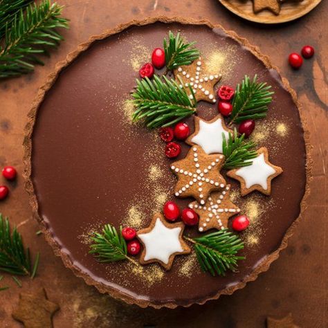 (5) Pinterest Amaretto Ganache, Tart Christmas, Jul Kaka, Gingerbread Chocolate, Lazy Cat Kitchen, Vegan Gingerbread, Chocolate Christmas, Xmas Food, Chocolate Tart