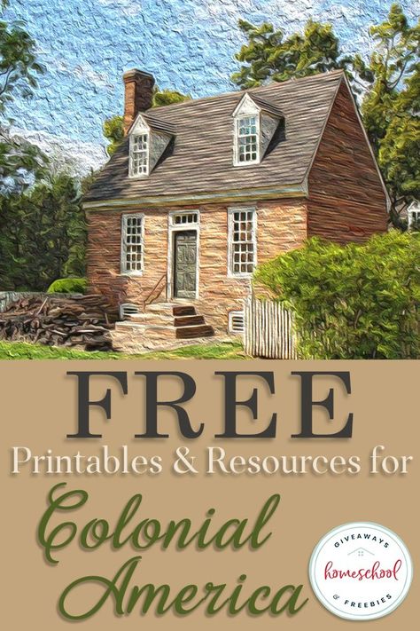 FREE Printables & Resources for Colonial America - Homeschool Giveaways Colonial Unit Study, Colonial America Unit Study, Colonization Of America, New England Colonies Activities, Colonial Activities For Kids, Colonial Times Activities, Colonial America Activities, Colonial America Projects, 13 Colonies Projects