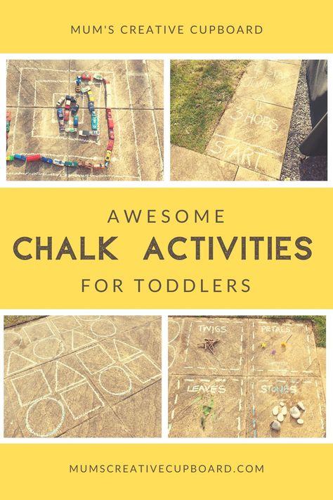 Preschool Learning Activities - Check out these outdoor chalk activities for toddlers that you can try at home today! These chalk activities for kids preschool gross motor skills are super fun and easy to do and will aid your child learning through play. These educational Sidewalk chalk activities for kids learning include nature play - shape recognition - number recognition and lots of movement! #sidewalkchalk #chalkactivities #kidsactivities Toddler Chalk Activities, Chalk Art Preschool, Chalk Activities For Kids, Preschool Gross Motor, Sidewalk Chalk Activities, Activities For Kids Preschool, Preschool Outdoor Activities, Entertaining Toddlers, Chalk Activities